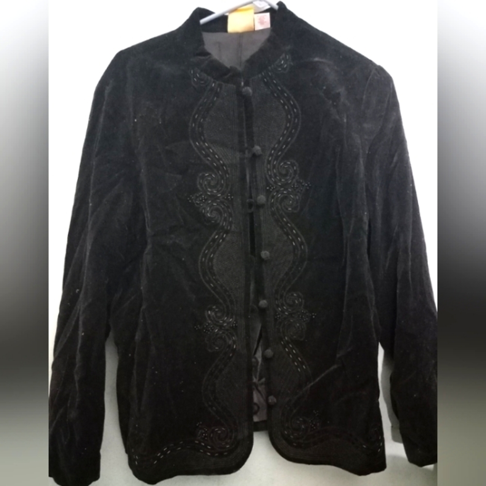 Cotton black embroidered jacket